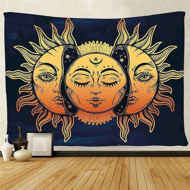 Celestial Harmony Sun and Moon Wall Tapestry: Colorful Art for Cosmic Home Decor