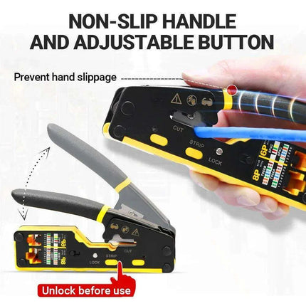 AMPCOM EZ-Type All-in-One RJ45 Crimping Tool Kit for Network and Telephone Cables - Très Elite