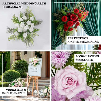 AliKopy Burgundy Rose & Chrysanthemum Wedding Arch Flowers with Greene