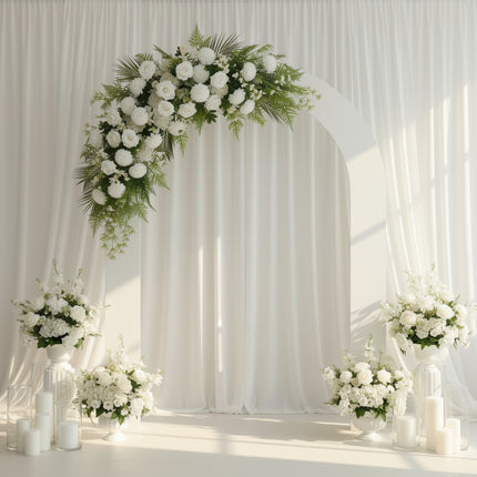 AliKopy Ivory Rose & Chrysanthemum Wedding Arch Flowers with Greenery