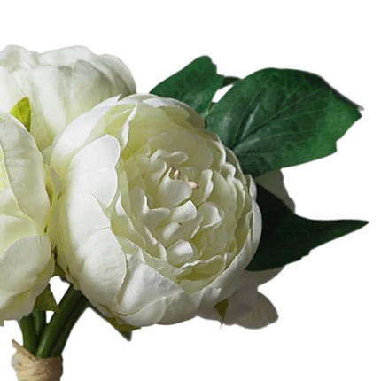 AliKopy 5 Flower Head Artificial Silk Peony Bouquet - Realistic & Dura