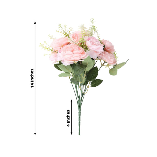 AliKopy 2-Pack 14" Blush Silk Peony Bouquet - Lifelike Floral Decor