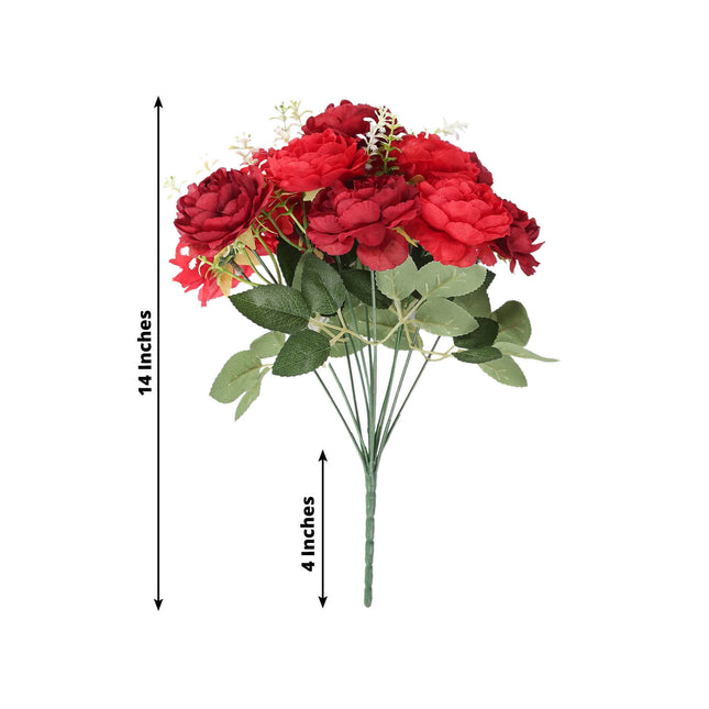 AliKopy 2-Pack Burgundy Silk Peony Bouquet - Lifelike Floral Decor