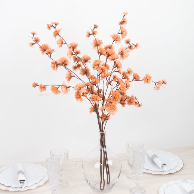 AliKopy 42" Tall Terracotta Artificial Silk Carnation Flower Stems - 2