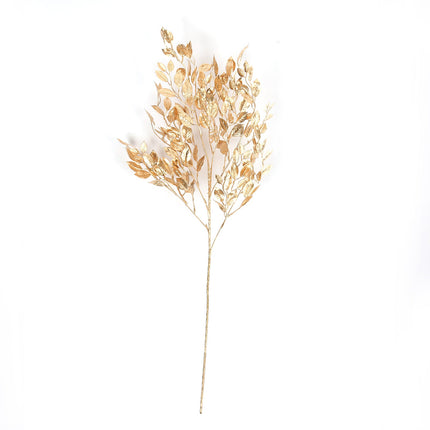 AliKopy 4 Pack Gold Metallic Artificial Leaf Sprays - 33” Ruscus Branc