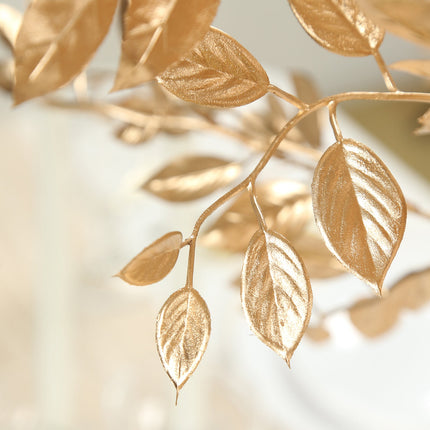 AliKopy 4 Pack Gold Metallic Artificial Leaf Sprays - 33” Ruscus Branc