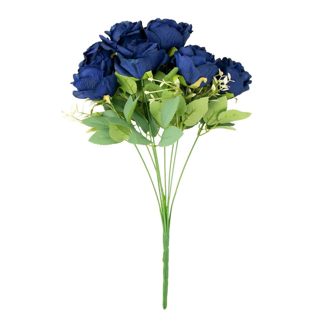 AliKopy 18" Real Touch Navy Blue Silk Rose Bouquet - Long Stem, 2 Pack