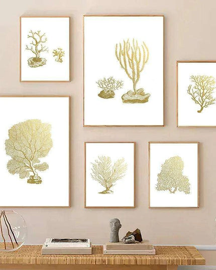 Serene Coastal Beauty: Golden Coral Tree Giclee Art Print for Stylish Home Decor