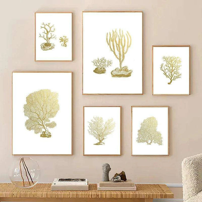 Serene Coastal Beauty: Golden Coral Tree Giclee Art Print for Stylish Home Decor