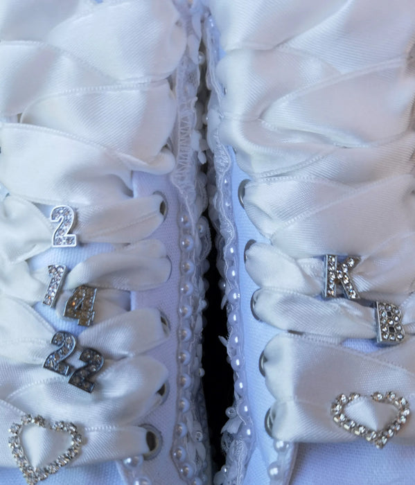 Customizable Wedding Sneakers with Personalized Text and Glitter Options