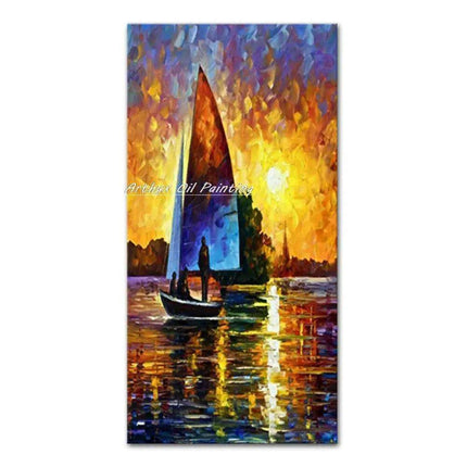 Abstract Boat Oil Painting: Large Handcrafted Artwork to Elevate Your Home's Aesthetic- Très Elite- Très Elite