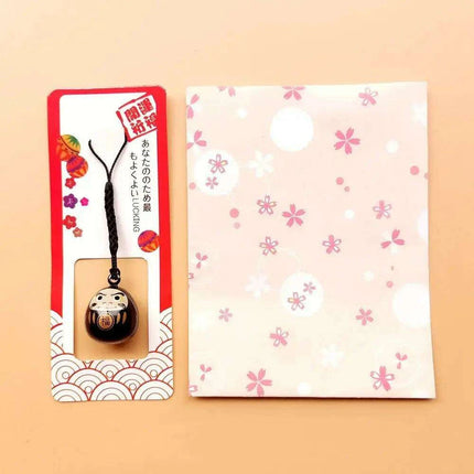 Abundance-Inviting Daruma Bell Lucky Cat Charm Keychain - Très Elite