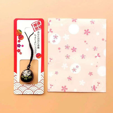 Abundance-Inviting Daruma Bell Lucky Cat Charm Keychain - Très Elite