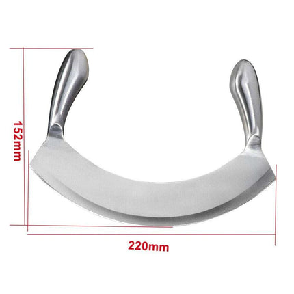 Acacia Wood Culinary Prep Set with Premium Stainless Steel Mezzaluna Chopper..