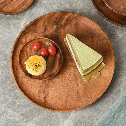 Acacia Wood Japanese Tableware Collection - Stylish Plates & Serving Tray for All Occasions - Très Elite