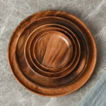 Acacia Wood Japanese Tableware Collection - Stylish Plates & Serving Tray for All Occasions - Très Elite