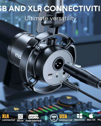 Dynamic RGB Gaming Microphone with Multi-Connectivity and Smart Control Features