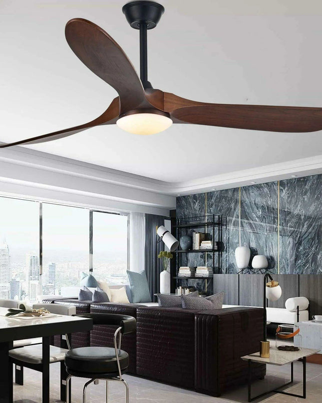 Vintage Industrial 60-Inch Wooden Ceiling Fan with Remote and Integrated Lighting
