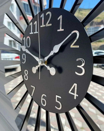 Elegant Gold and Silver Mirror Wall Clock with Wooden Layer and Piano Design