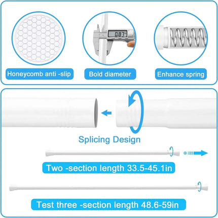 Adjustable 18' to 28' Stainless Steel Tension Shower Rod - No Drilling, Non-Slip, Rust-Free for Bathroom and Kitchen - Très Elite