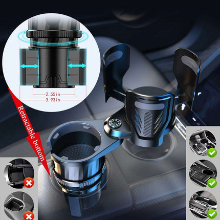 Adjustable Dual Cup Holder & Organizer with Rotating Function | Superior Stability for On-the-Go Convenience