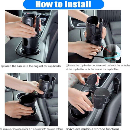 Adjustable Dual Cup Holder & Organizer with Rotating Function | Superior Stability for On-the-Go Convenience