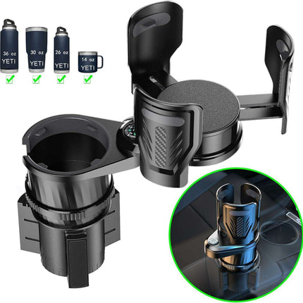 Adjustable Dual Cup Holder & Organizer with Rotating Function | Superior Stability for On-the-Go Convenience