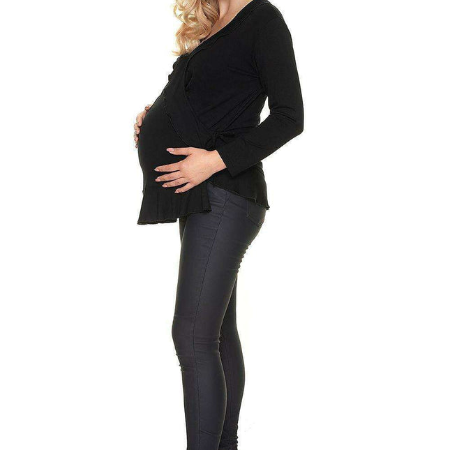 Adjustable Frilled Maternity Top for Comfort During and After Pregnancy