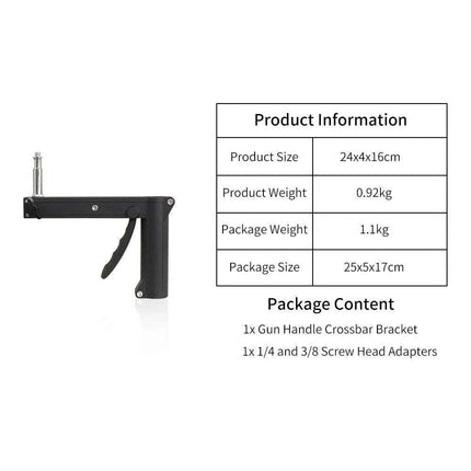 Adjustable Height Gun Grip Light Stand with Wheels and Tripod - LED Softbox Support - Très Elite