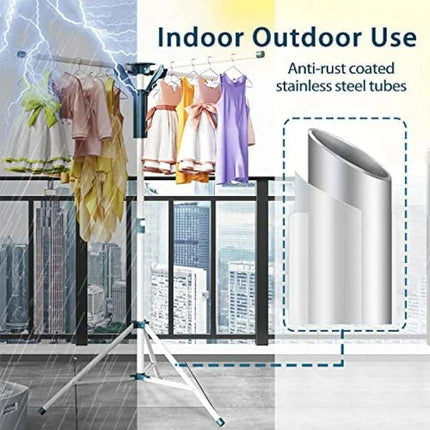 Adjustable Height Portable Tripod Clothes Drying Rack with Windproof Clips - Très Elite