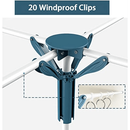 Adjustable Height Portable Tripod Clothes Drying Rack with Windproof Clips - Très Elite