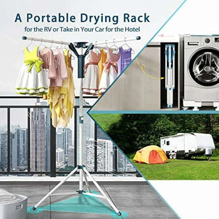 Adjustable Height Portable Tripod Clothes Drying Rack with Windproof Clips - Très Elite
