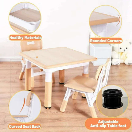 Adjustable Kids Art & Craft Table Set with Waterproof Clean Surface - Ideal for Ages 3-8 - Très Elite