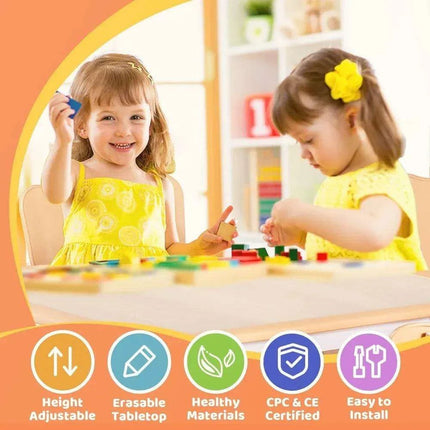 Adjustable Kids Art & Craft Table Set with Waterproof Clean Surface - Ideal for Ages 3-8 - Très Elite