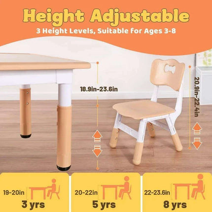 Adjustable Kids Art & Craft Table Set with Waterproof Clean Surface - Ideal for Ages 3-8 - Très Elite
