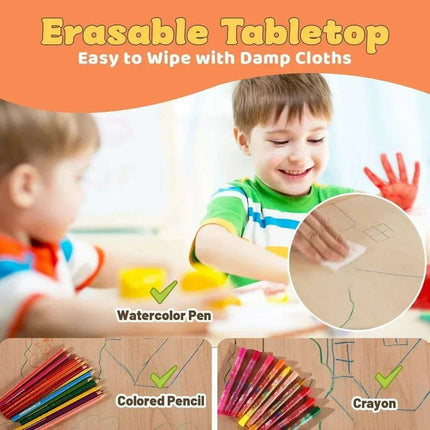 Adjustable Kids Art & Craft Table Set with Waterproof Clean Surface - Ideal for Ages 3-8 - Très Elite