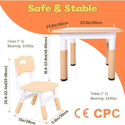 Adjustable Kids Art & Craft Table Set with Waterproof Clean Surface - Ideal for Ages 3-8 - Très Elite