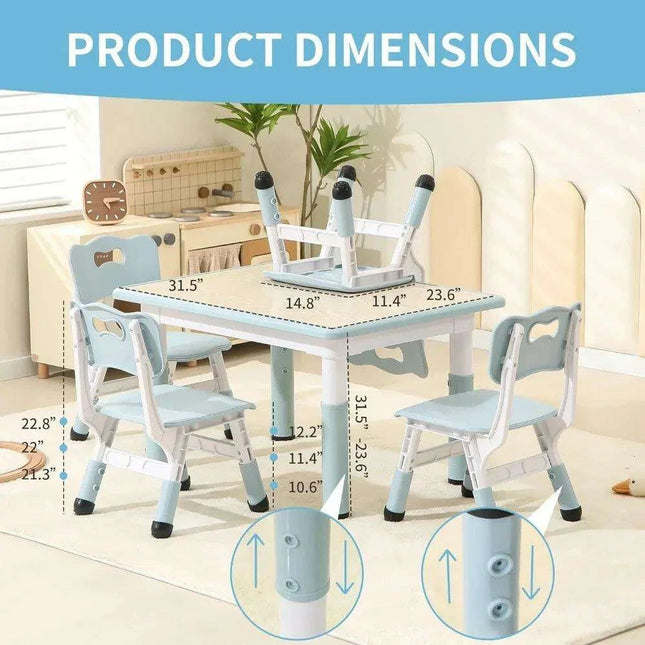 Adjustable Kids Study Desk and Chair Combo - Durable, Space-Saving Furniture for Ages 3-10