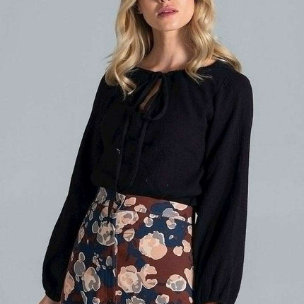 Adjustable Neckline Cotton Blouse with Elegant Elastic Sleeves - Très Elite