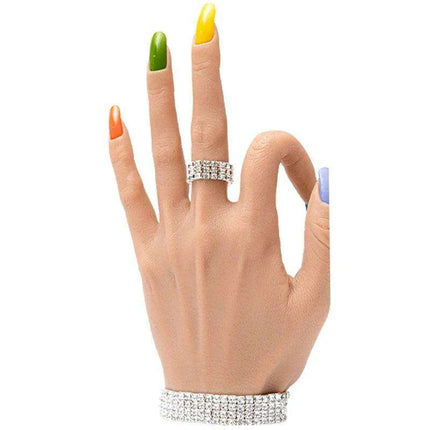 Adjustable Silicone Nail Art Practice Hand Set with Stand - Professional Nail Training Kit - Très Elite