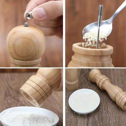 Adjustable Wooden Salt and Pepper Mill Set with Ceramic Rotor for Gourmet Seasoning - Très Elite