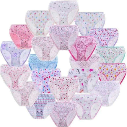 Adorable 12-Pack Cartoon Cotton Briefs for Little Girls - Comfy Underwear for Ages 1-12 - Très Elite