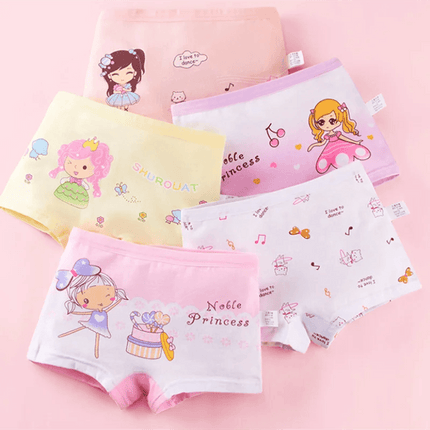 Adorable 5-Pack Cartoon Cotton Underwear Set for Toddler Girls Aged 2-10 - Très Elite