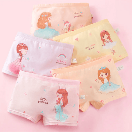 Adorable 5-Pack Cartoon Cotton Underwear Set for Toddler Girls Aged 2-10 - Très Elite