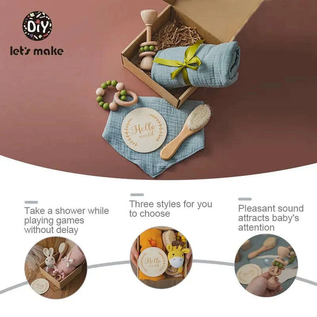 Adorable Baby Gift Set: Cotton Bath Towel, Crochet Rattle, and Accessories for Kids