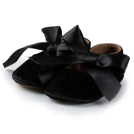 Adorable Baby Girl Crib Shoes with Butterfly Knot - Non-slip Soft Cotton Rubber First Walkers - Très Elite