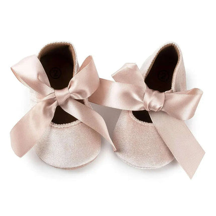Adorable Baby Girl Crib Shoes with Butterfly Knot - Non-slip Soft Cotton Rubber First Walkers - Très Elite