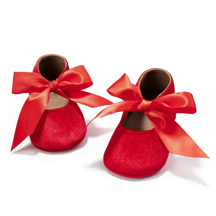 Adorable Baby Girl Crib Shoes with Butterfly Knot - Non-slip Soft Cotton Rubber First Walkers - Très Elite