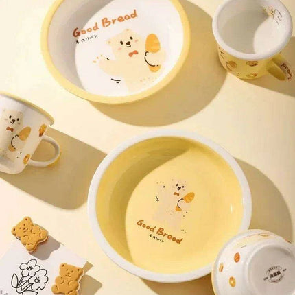 Adorable Bear Dodo Cream Kids Breakfast Bowl Set - Essential Kitchen Delight - Très Elite
