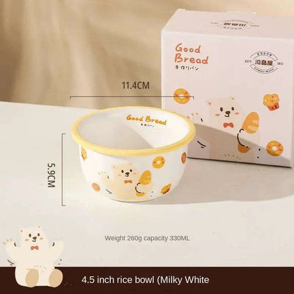 Adorable Bear Dodo Cream Kids Breakfast Bowl Set - Essential Kitchen Delight